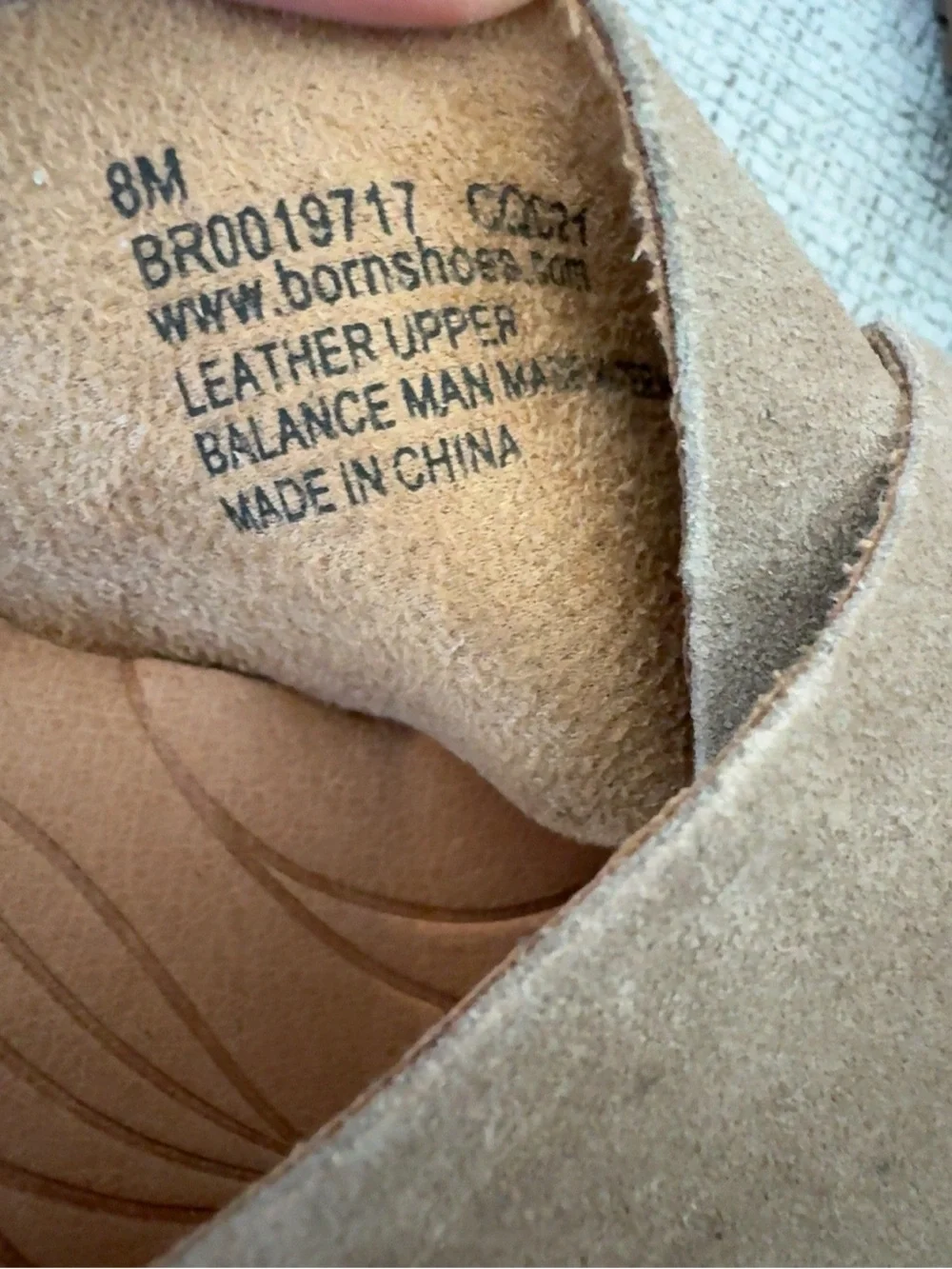 Born Balanga Suede Crisscross Slide Sandals Taupe Comfort Shoes Size 8 NWOB